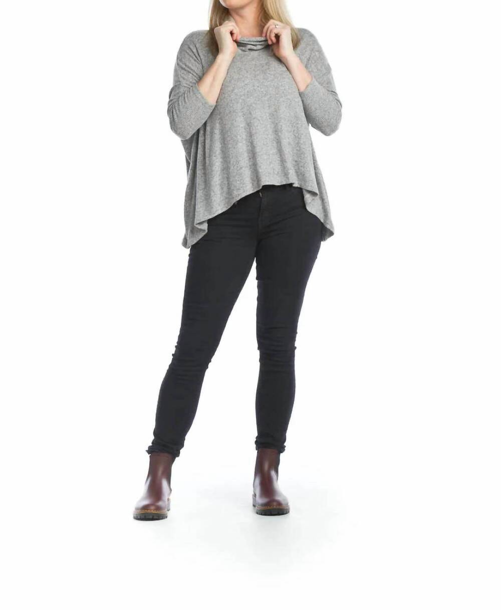 NEW PAPILLON soft heathered oversized cowl neck sweater in heather grey